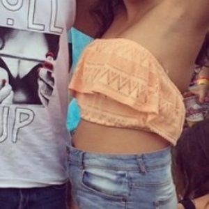 Orange LA Hearts Crop Top